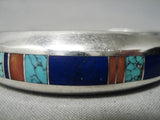 Important Vintage Native American Navajo Ray Tracey Turquoise Inlay Sterling Silver Bracelet-Nativo Arts
