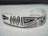 Keyonnie Begay Vintage Native American Navajo Sterling Silver Geomtric Bracelet-Nativo Arts