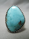 Thick And Heavy!! Vintage Native American Navajo Carico Lake Turquoise Sterling Silver Ring-Nativo Arts