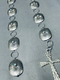 Unique Dangling Cross Vintage Native American Navajo Turquoise Sterling Silver Concho Belt-Nativo Arts