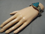 Native American Quality Vintage Apache Candelaria Turquoise 14k Gold Sterling Silver Bracelet-Nativo Arts