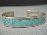 Rare Vintage Zuni Os Nacteva Turquoise Sterling Silver Native American Bracelet-Nativo Arts