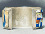 One Of The Best Ever Native American Navajo Turquoise Inlay Sterling Silver Bracelet-Nativo Arts