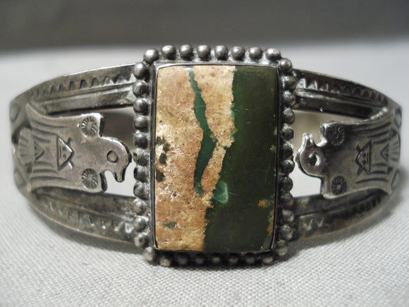 Early Vintage Native American Navajo Thunderbird Sterling Silver Bracelet Old-Nativo Arts