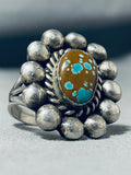 One Of The Most Unique Vintage Native American Navajo #8 Turquoise Sterling Silver Ring-Nativo Arts