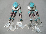 Eye-catching Navajo Turquoise Sterling Silver Dangle Earrings Native American-Nativo Arts