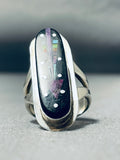 Sammy Smith Signed Fabulous Purple Native American Navajo Jet Sterling Silver Ring-Nativo Arts