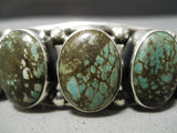 Chunky Huge Domed Vintage Native American Navajo Green Turquoise Sterling Silver Bracelet-Nativo Arts