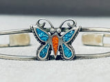 Marvelous Vintage Native American Zuni Turquoise Sterling Silver Butterfly Bracelet-Nativo Arts