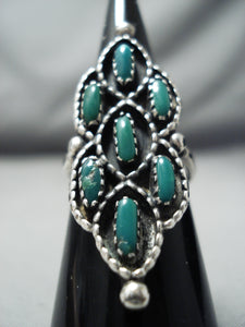 Exquisite Vintage Native American Navajo Cerrillos Turquoise Sterling Silver Ring-Nativo Arts