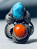 Wonderful Vintage Native American Navajo Morenci Turquoise Sterling Silver Ring Signed-Nativo Arts
