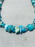 Rare Vintage Native American Navajo Chunky Turquoise Sterling Silver Necklace-Nativo Arts