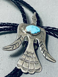Superior Vintage Native American Navajo Kingman Turquoise Sterling Silver Bolo-Nativo Arts