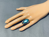 Important Will Singer Vintage Native American Navajo Turquoise Sterling Silver Leaf Ring-Nativo Arts