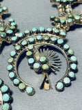 Native American Unique Naja Vintage Navajo Turquoise Sterling Silver Squash Blossom Necklace-Nativo Arts