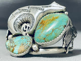Huge Blackbear Vintage Native American Navajo Royston Turquoise Sterling Silver Bracelet-Nativo Arts