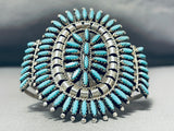 Amazing Vintage Native American Navajo Turquoise Cluster Needlepoint Sterling Silver Bracelet-Nativo Arts