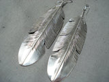 Spectacular Navajo Sterling Silver Feather Earrings Native American-Nativo Arts