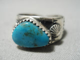 Dynamic Vintage Native American Navajo Bisbee Turquoise Sterling Silver Ring Old-Nativo Arts