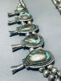 300 Gram Museum Vintage Native American Navajo Turquoise Sterling Silver Squash Blossom Necklace-Nativo Arts
