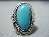 Incredible Vintage Navajo Turquoise Sterling Silver Ring Native American Old-Nativo Arts