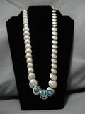 Exquisite Vintage Native American Navajo Turquoise Sterling Silver Bead Necklace Old-Nativo Arts