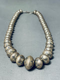 Sturdy Hand Tooled Vintage Native American Navajo Sterling Silver Necklace-Nativo Arts