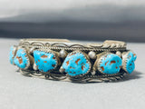Native American Gail Bird Vintage Santo Domingo Sleeping Turquoise Sterling Silver Bracelet-Nativo Arts