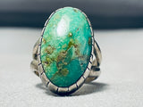 Important Vintage Native American Navajo Gibson Nez Green Turquoise Sterling Silver Ring-Nativo Arts