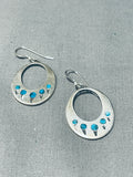 Turquoise Paw Inlay Vintage Native American Navajo Sterling Silver Earrings-Nativo Arts