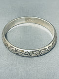 One Of A Kind Native American Navajo Sterling Silver Bangle Bracelet-Nativo Arts