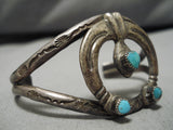 Very Rare Vintage Native American Navajo Naja Turquoise Sterling Silver Bracelet Old-Nativo Arts