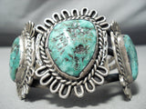Heavy Huge Vintage Native American Navajo Carico Lake Turquoise Sterling Silver Bracelet-Nativo Arts