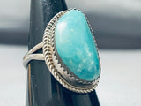 Signed Vintage Native American Navajo Turquoise Sterling Silver Rope Ring Old-Nativo Arts