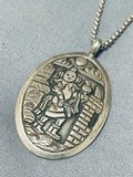 Fascinating Vintage Native American Navajo Sterling Silver Kachina Pendant Necklace-Nativo Arts