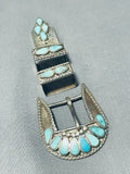 Early Vintage Native American Zuni Dishta Turquoise Sterling Silver Ranger Buckle Set-Nativo Arts