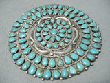 Jim Begay Vintage Native American Navajo Turquoise Cluster Sterling Silver Pin Pendant-Nativo Arts