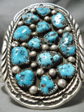 Very Rare Huge Vintage Native American Navajo Old Morenci Turquoise Sterling Silver Bracelet Old-Nativo Arts