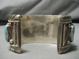 Magnificent Vintage Native American Navajo Turquoise Sterling Silver Cuff Bracelet Old-Nativo Arts