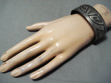Rare Vintage Native American Hopi Sterling Silver Geomtric Bracelet-Nativo Arts