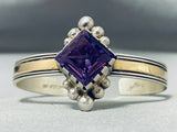 Rare Vintage Native American Navajo Amethyst Sterling Silver Bracelet Necklace Ring Set-Nativo Arts