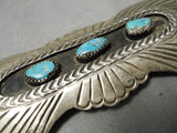 Detailed!! Vintage Native American Navajo Bursting Sterling Silver Turquoise Pin Old-Nativo Arts