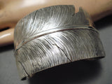 Detailed Precise Intricate Native American Navajo Sterling Silver Feather Master Bracelet-Nativo Arts