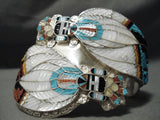Important Detail Zuni Native American Turquoise Kachina Sterling Silver Bracelet-Nativo Arts