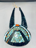Native American Best Inlaid Bird Huge Santo Domingo Turquoise Jet Necklace-Nativo Arts