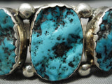 Native American Amazing Vintage Seafoam Turquoise Sterling Silver Bracelet Cuff Old-Nativo Arts