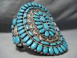 Unforgettable Vintage Native American Navajo Turquoise Sterling Silver Bracelet Old-Nativo Arts