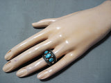 Incredible Vintage Native American Navajo Carico Lake Turquoise Sterling Silver Ring Old-Nativo Arts