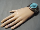 One Of Biggest Best Vintage Native American Navajo Verdy Jake Turquoise Sterling Silver Bracelet-Nativo Arts