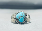 Fabulous Vintage Native American Navajo #8 Mine Turquoise Sterling Silver Ring-Nativo Arts
